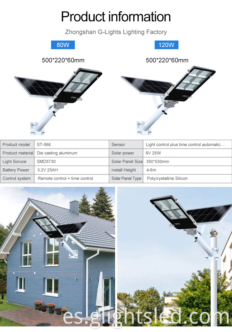 Die Casting Aluminum IP65 al aire libre impermeable 120W SMD Solar LED Street Light